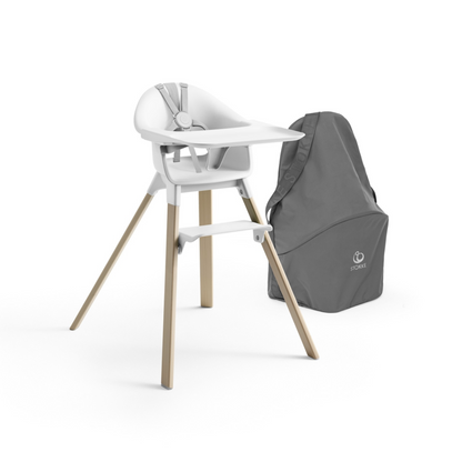 STOKKE Clikk High Chair Complete with Cushion and Travel Bag - White with Grey Sprinkle