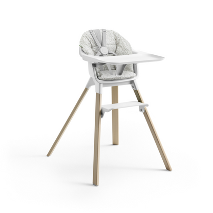 STOKKE Clikk High Chair Complete with Cushion and Travel Bag - White with Grey Sprinkle