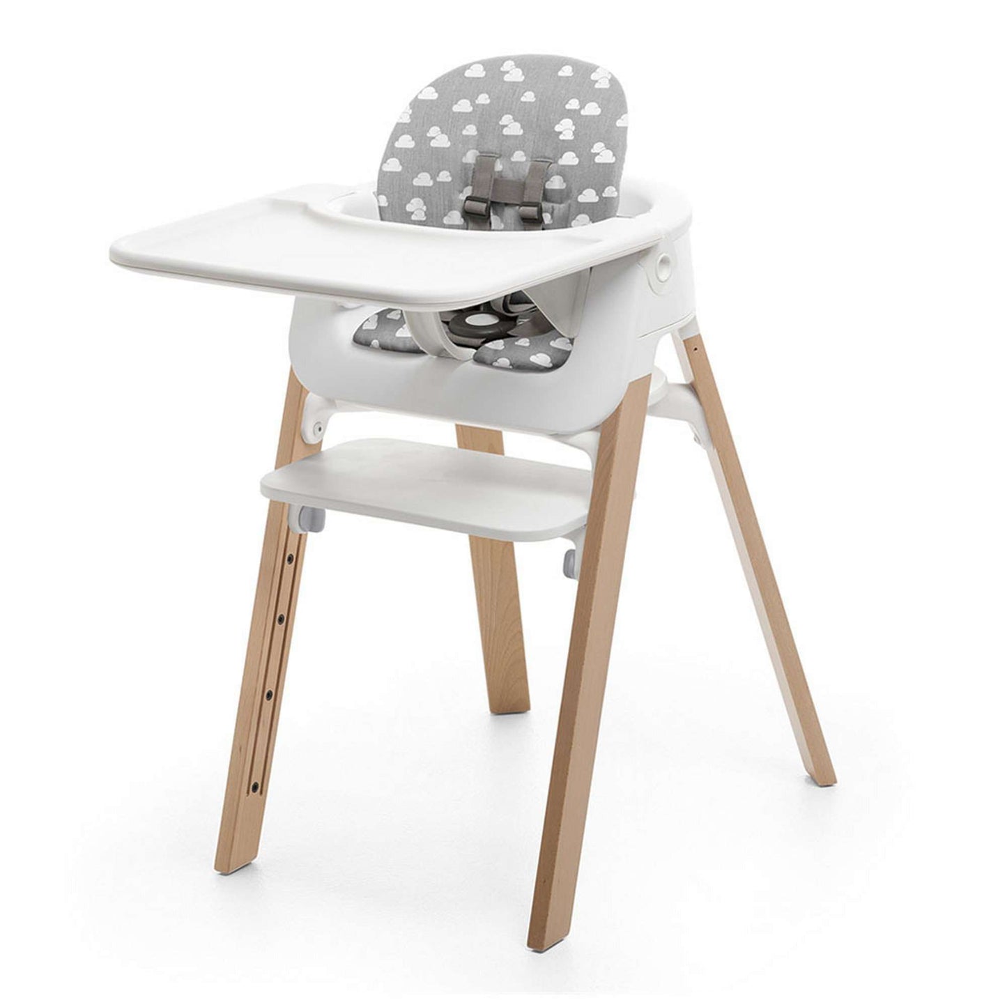 STOKKE Steps HighChair (includes Legs, Seat and Babyset) - White With Natural Legs