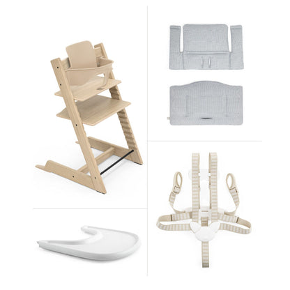 STOKKE Tripp Trapp Complete High Chair Oak - Natural/Nordic Blue Cushion